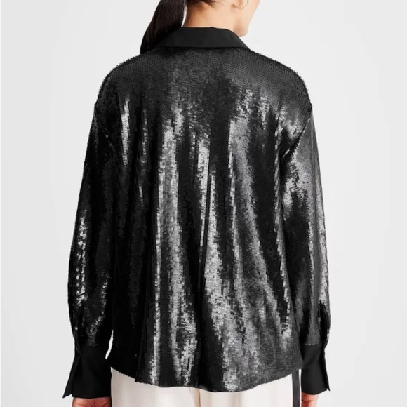 NWT/Future Collective Kahlana Barfield Long Sleeve Sequin Button-Down (Size L) - Picture 4 of 7